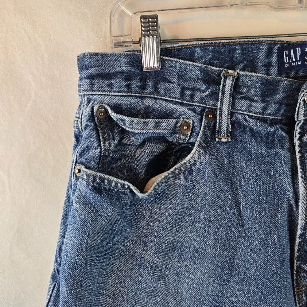 GAP Jeans Mens 34x32 Blue Denim Straight Fit Classic 100% Cotton Normcore Casual